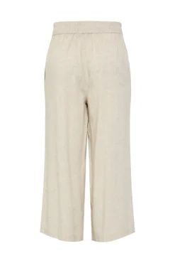 Calças culotte de linho com cintura elástica