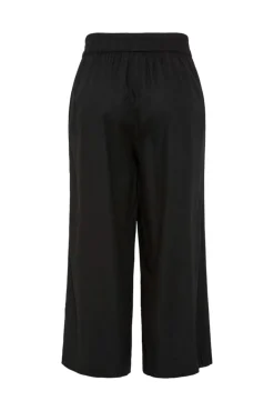 Calças culotte de linho com cintura elástica