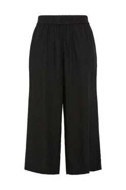 Calças culotte de linho com cintura elástica