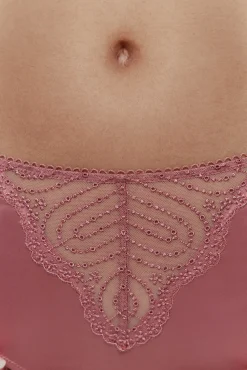 Calcinha Giselle de cintura alta em tule bordado e cetim