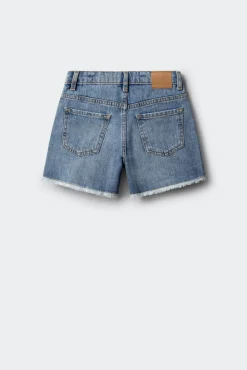 Calções denim bordados bolsos menina