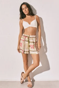 Calções com estampado de flores