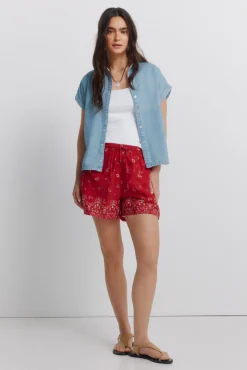 Calções de algodão estampado