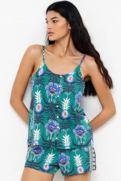 Calções de algodão estampado de ananases