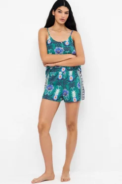 Calções de algodão estampado de ananases