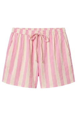 Calções de riscas rosa