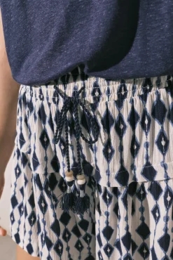 Calções de voil estampado azul