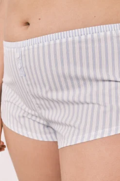 Calções em algodão estampado às riscas