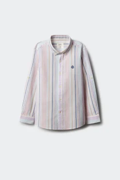 Camisa de manga comprida às riscas verde para menino