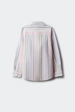 Camisa de manga comprida às riscas verde para menino