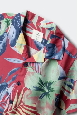 Camisa de manga curta com flores para menino