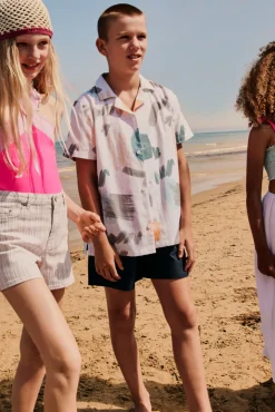 Camisa de manga curta pinceladas para menino