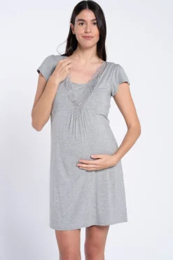 Camisa de dormir amamentação manga curta