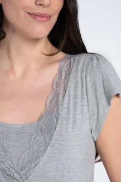 Camisa de dormir amamentação manga curta