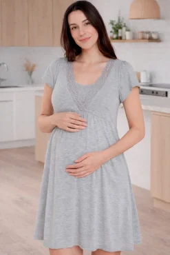 Camisa de dormir amamentação manga curta