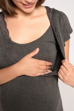 Camisa de dormir amamentação manga curta