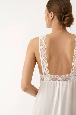 Camisa de dormir comprida de lingerie branca