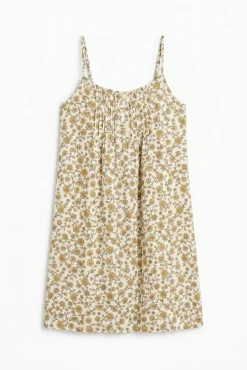 Camisa de dormir curta de alças com estampado de flores verde