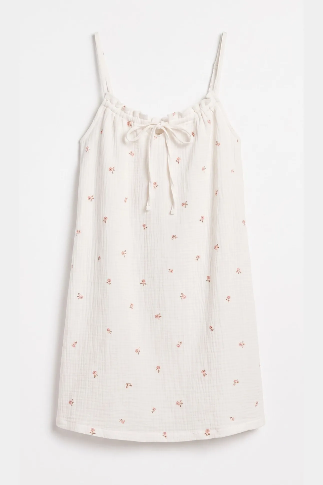 Camisa de dormir curta de alças em algodão branco
