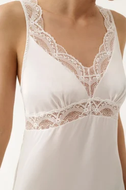 Camisa de dormir curta em cetim branco