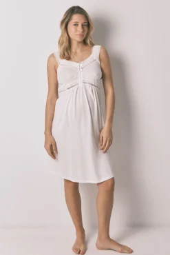 Camisa de dormir curta maternity em algodão branco
