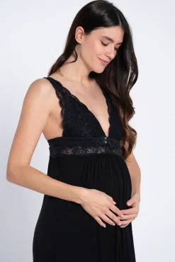 Camisa de dormir de amamentação com renda