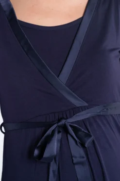 Camisa de dormir de amamentação com fita de cetim