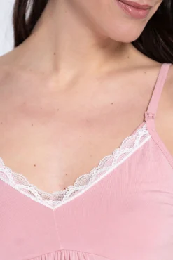 Camisa de dormir de amamentação com renda