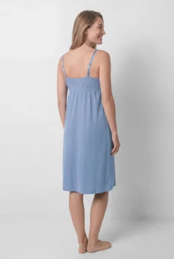 Camisa de dormir maternity de alças amamentação azul