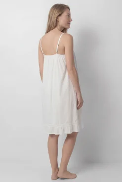 Camisa de dormir maternity de alças em algodão branco