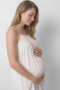 Camisa de dormir maternity de alças em algodão branco