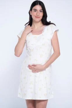 Camisa de dormir pré-mamã com estampado de flores