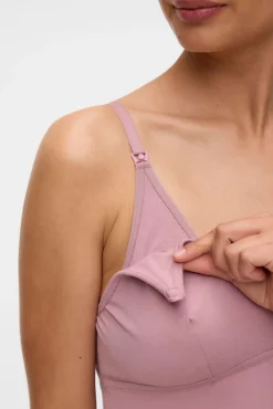 Camisa de dormir pré-mamã e amamentação com alças ajustáveis