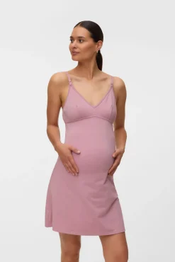 Camisa de dormir pré-mamã e amamentação com alças ajustáveis