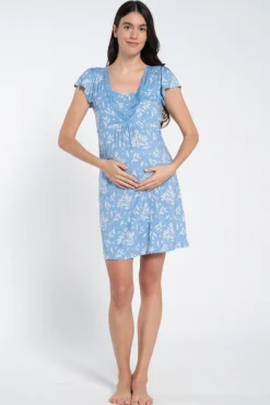 Camisa de dormir pré-mamã estampada de flores