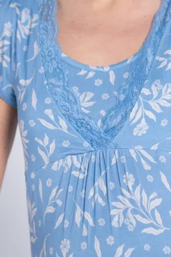 Camisa de dormir pré-mamã estampada de flores