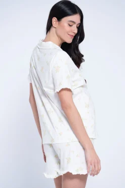 Camisa de dormir pré-mamã estampada de flores