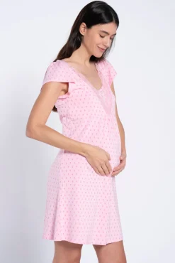 Camisa de dormir pré-mamã estampada gravataria