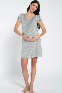 Camisa de dormir pré-mamã estampada gravataria