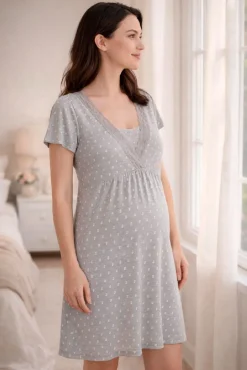 Camisa de dormir pré-mamã estampada gravataria