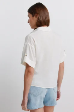 Camisa de linho de manga curta