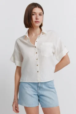 Camisa de linho de manga curta