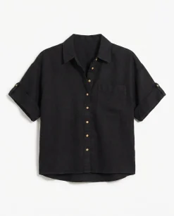 Camisa de linho de manga curta