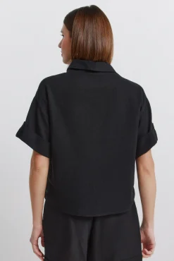 Camisa de linho de manga curta