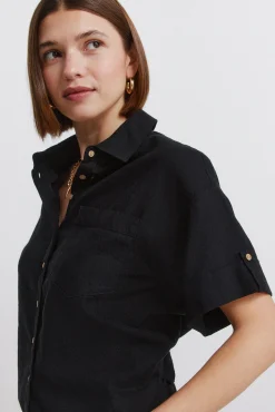 Camisa de linho de manga curta