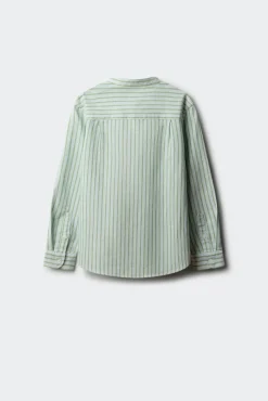 Camisa de manga comprida às riscas verde para menino