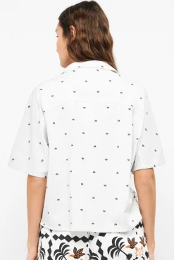 Camisa fluida estampado tropical manga japonesa