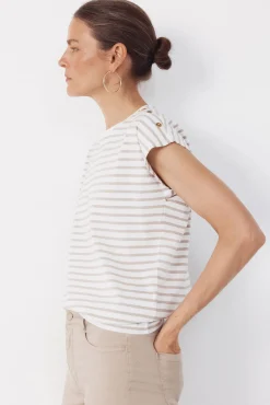 Camiseta básica com botões dourados
