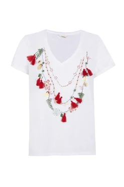 Camiseta collar abalorios
