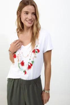Camiseta collar abalorios